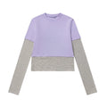 Chic Purple-Gray Stitch Long Sleeves