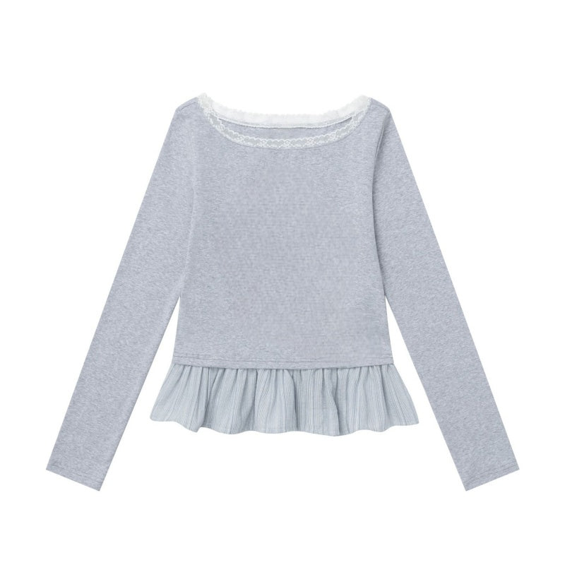 Graceful Gray Lace Long Sleeves