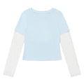 Trendy Blue-White Colorblock Long Sleeves