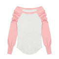 Chic Colorblock One-Shoulder Pink Long Sleeves