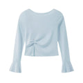 Chic Slit Round Neck Blue Long Sleeves