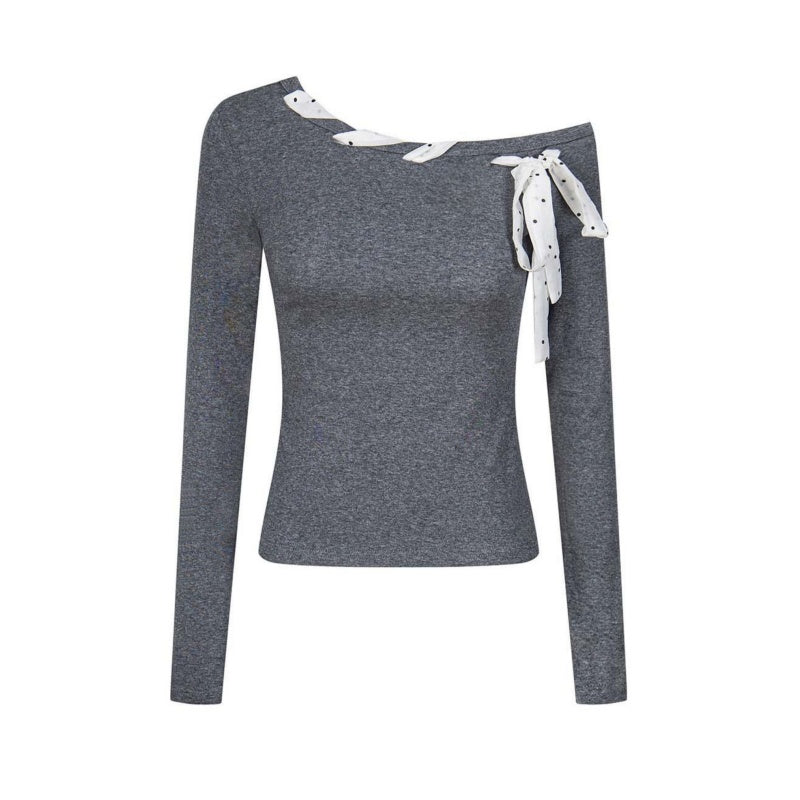 Cute Polka Dot Bow Long Sleeves