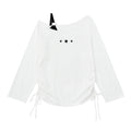 Casual White Drawstring Long Sleeves
