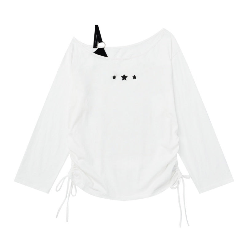 Casual White Drawstring Long Sleeves